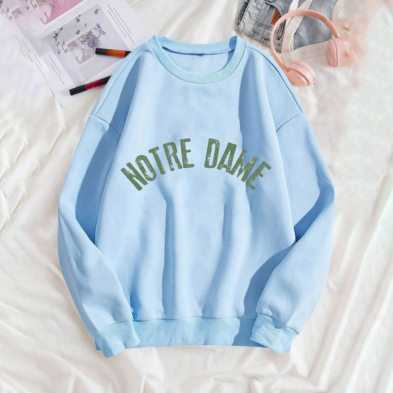 Свитшот Qzeanxy Oversized Basic Длинный рукав Однотонный, фото №3