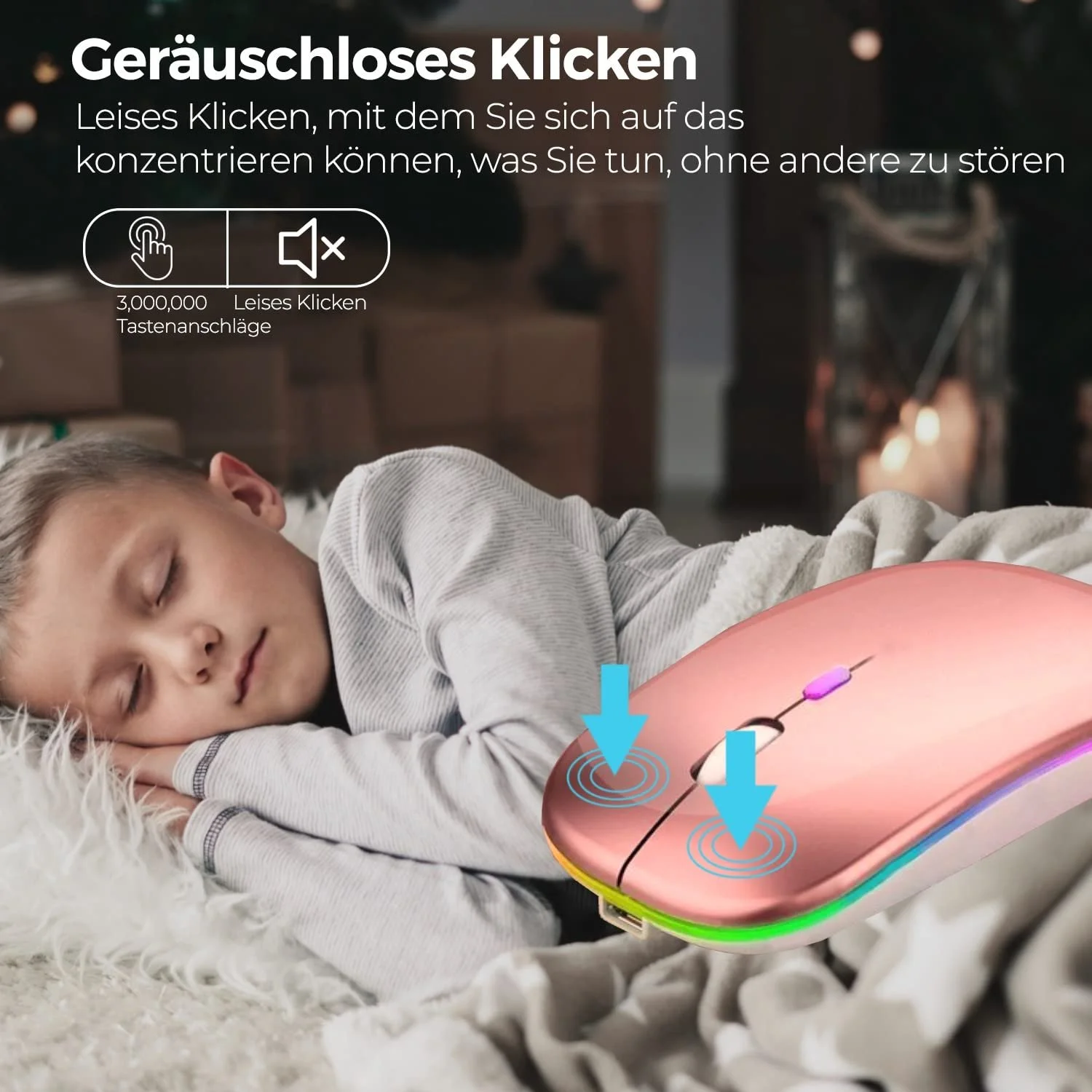 Мышь беспроводная GLOBAL TECH USB 2.4G Розовое золото, фото №4