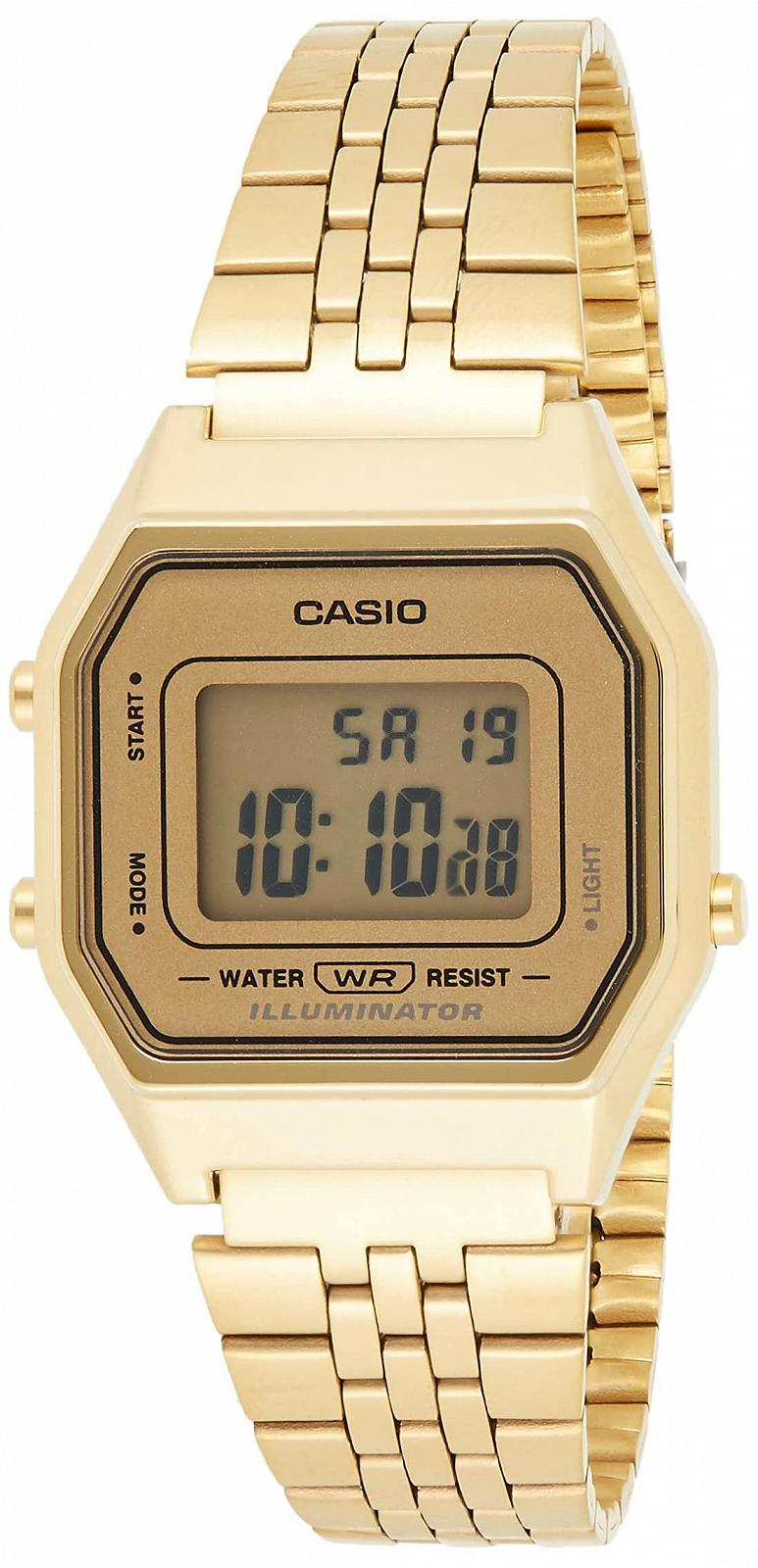 Часы LCD Casio Vintage LA680WGA-9D Женские Цифровые Кварцевые Золотые Стальной Браслет, фото №1