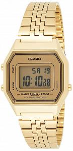 Часы LCD Casio Vintage LA680WGA-9D Женские Цифровые Кварцевые Золотые Стальной Браслет - Фото 1