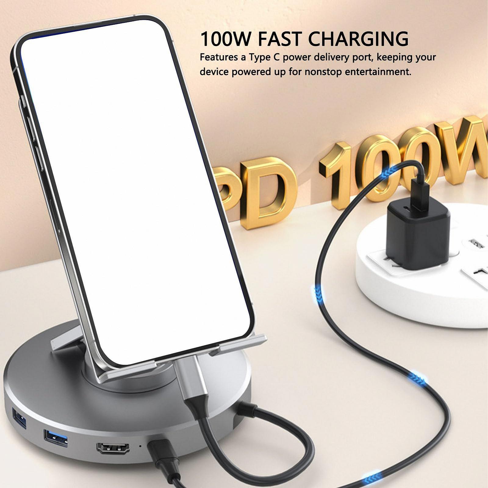 Регульована Підставка для Планшета Elprico з USB C Хабом 11-в-1 Алюмінієва, фото №4 Регульована Підставка для Планшета Elprico з USB C Хабом 11-в-1 Алюмінієва, фото №4