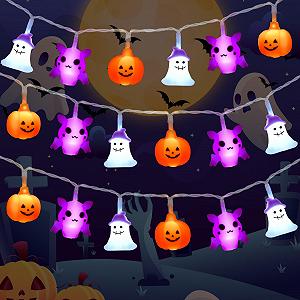 Гирлянда Gcstnn Halloween Тыква Летучая мышь Привидение 3 м 20 LED оранжевый - Фото 1