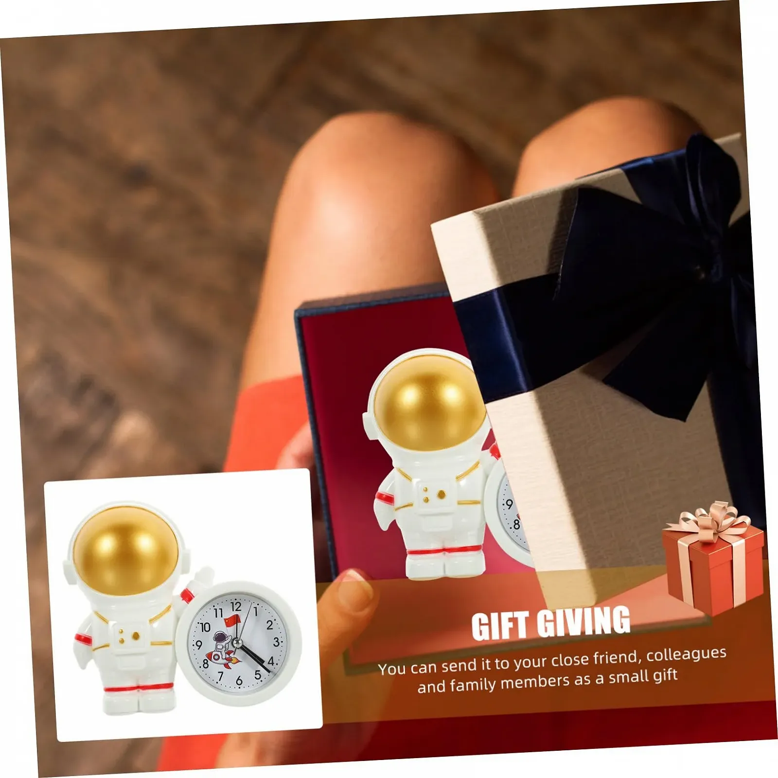 Будильник MUCKLILY Модель космонавта Золотистий, фото №7