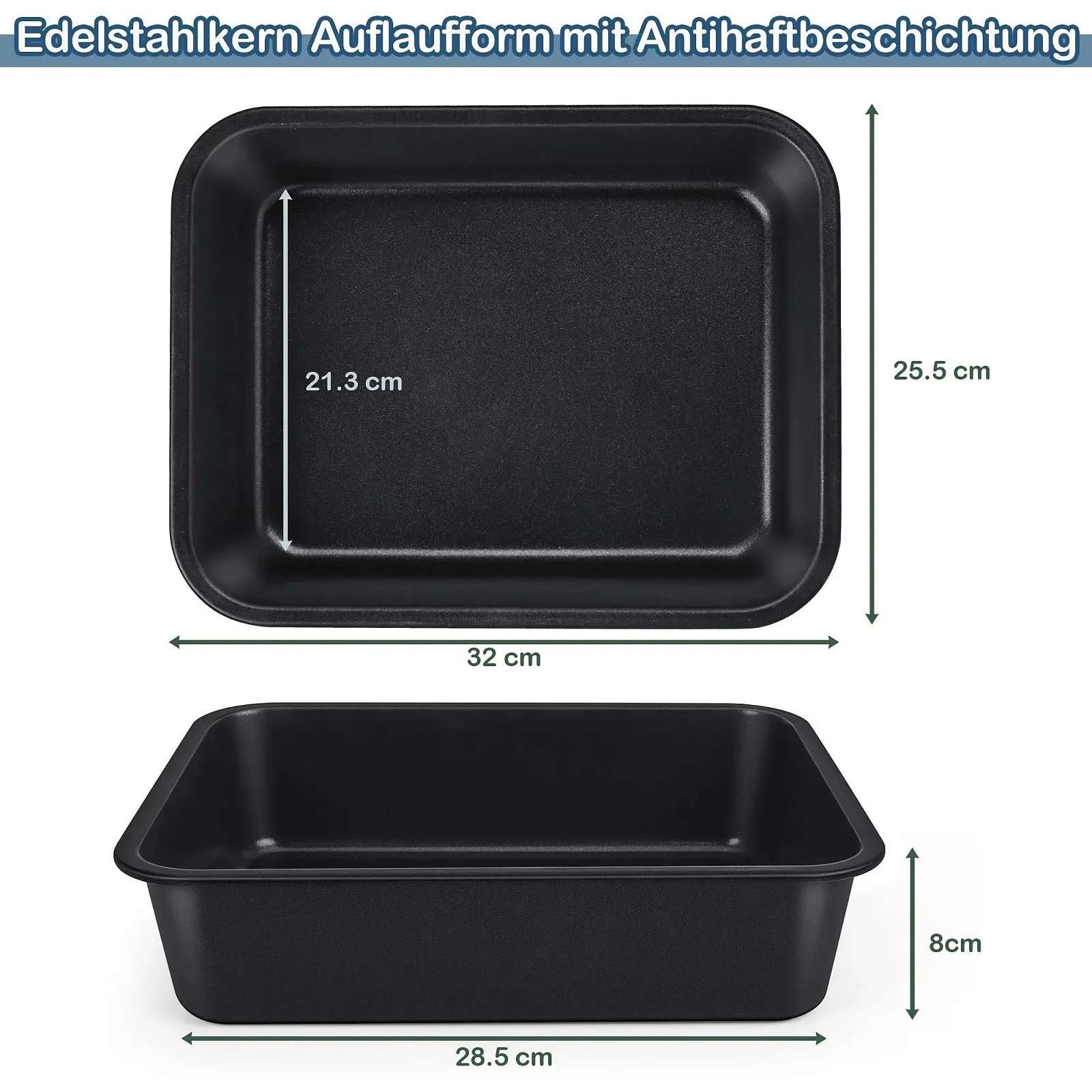 Набор форм для запекания Homikit из 2 предметов из нержавеющей стали прямоугольные 32 см, фото №2