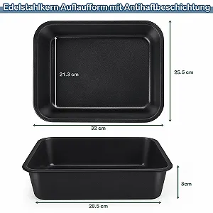 Набор форм для запекания Homikit из 2 предметов из нержавеющей стали прямоугольные 32 см synthetic.ua - Фото 1