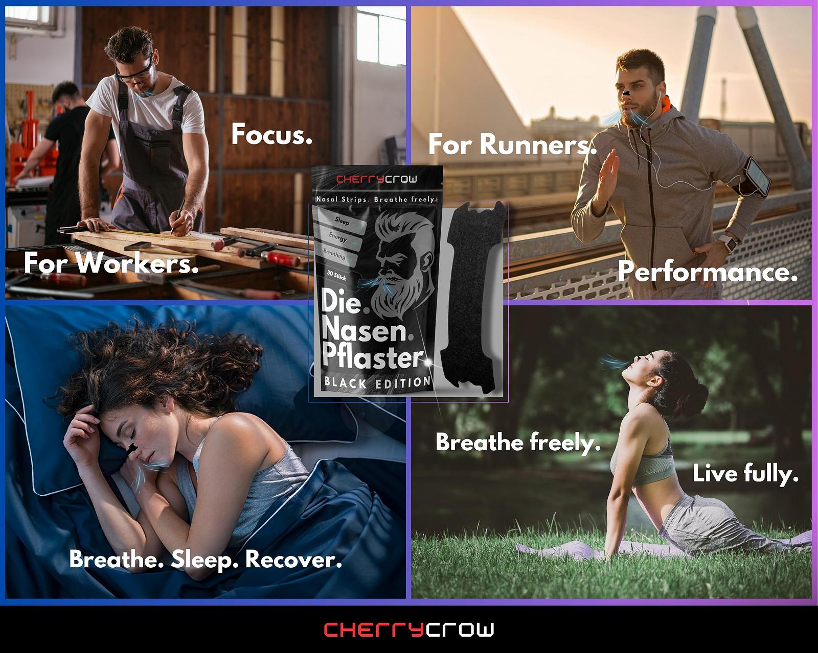 Носові пластирі CherryCrow Premium Black для кращого дихання (30 шт.), фото №5