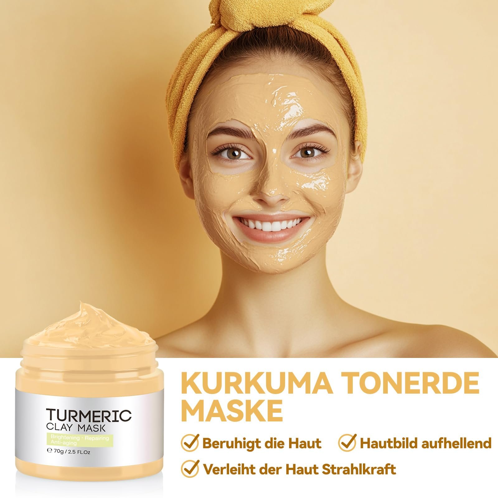 Маска для обличчя Набір Глина Куркума, Зелений чай & Мертве море 3 x 70 г, фото №3