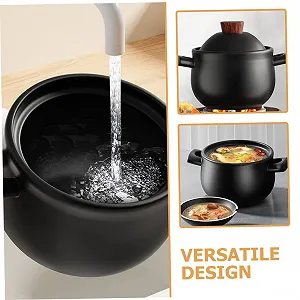 Кастрюля жаростойкая большая с крышкой для газовой плиты synthetic.ua - Фото 1