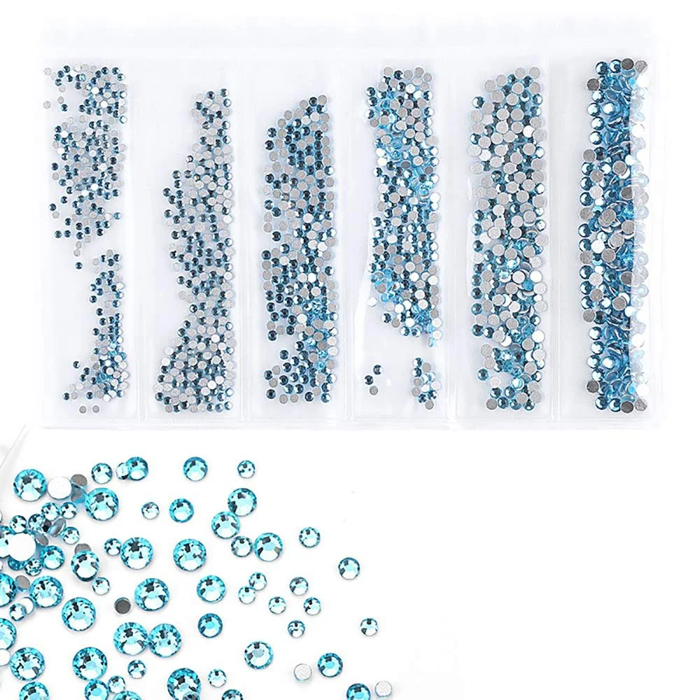 Стрази Плоскі Круглі Блакитні Різних Розмірів, фото №1