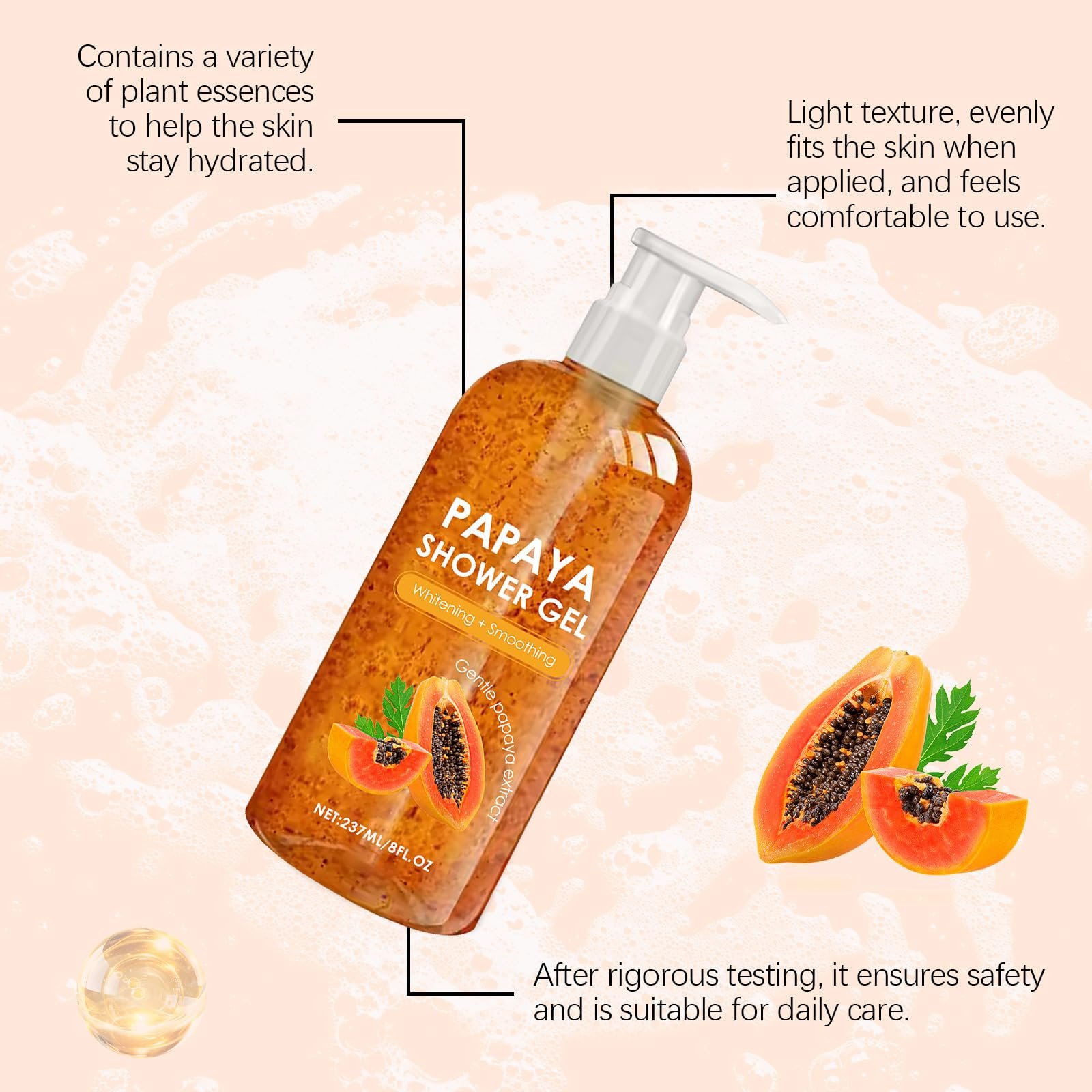 Гель для душу Papaya Освітлюючий відлущуючий 2 шт., фото №6 Гель для душу Papaya Освітлюючий відлущуючий 2 шт., фото №6