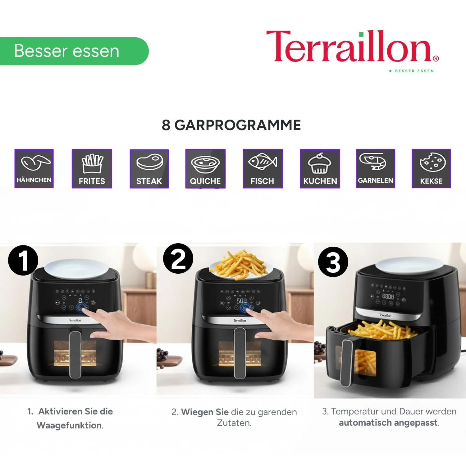 Мультипіч TERRAILLON Cook & Fry Smart 5.7 л 1700 Вт Вбудовані ваги 8 програм LED-дисплей, фото №4 Мультипіч TERRAILLON Cook & Fry Smart 5.7 л 1700 Вт Вбудовані ваги 8 програм LED-дисплей, фото №4