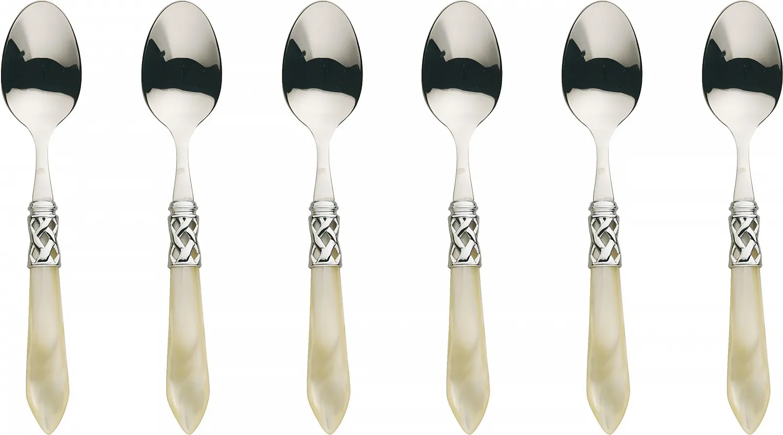 Набір чайних ложок Bugatti Aladdin 6 предметів Сталь/ABS Слонова кістка, фото №1 Набір чайних ложок Bugatti Aladdin 6 предметів Сталь/ABS Слонова кістка, фото №1