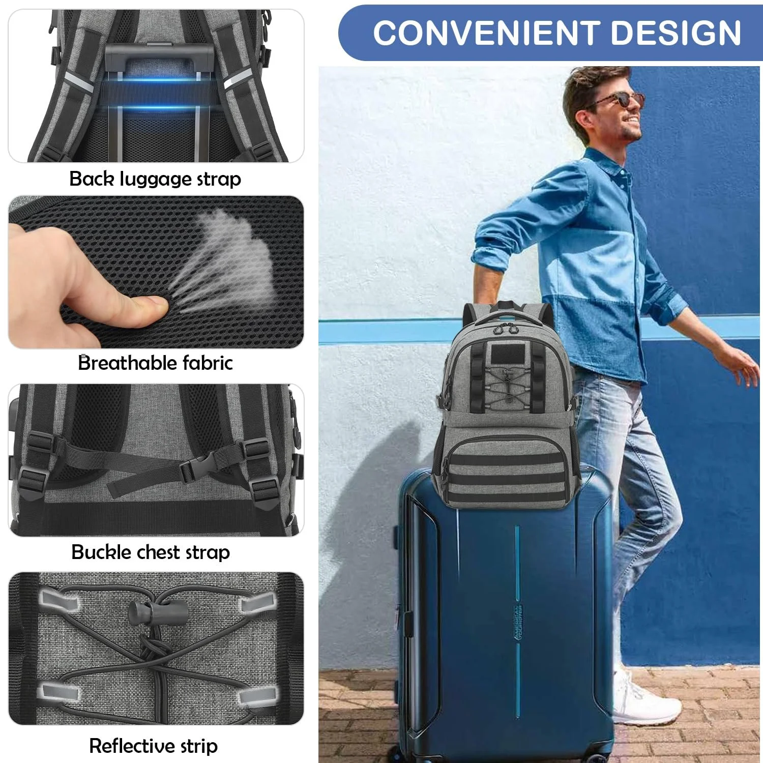 Рюкзак для ноутбука 17 Inch Cooling Compartment USB Men's Work Lunch Backpack, фото №5