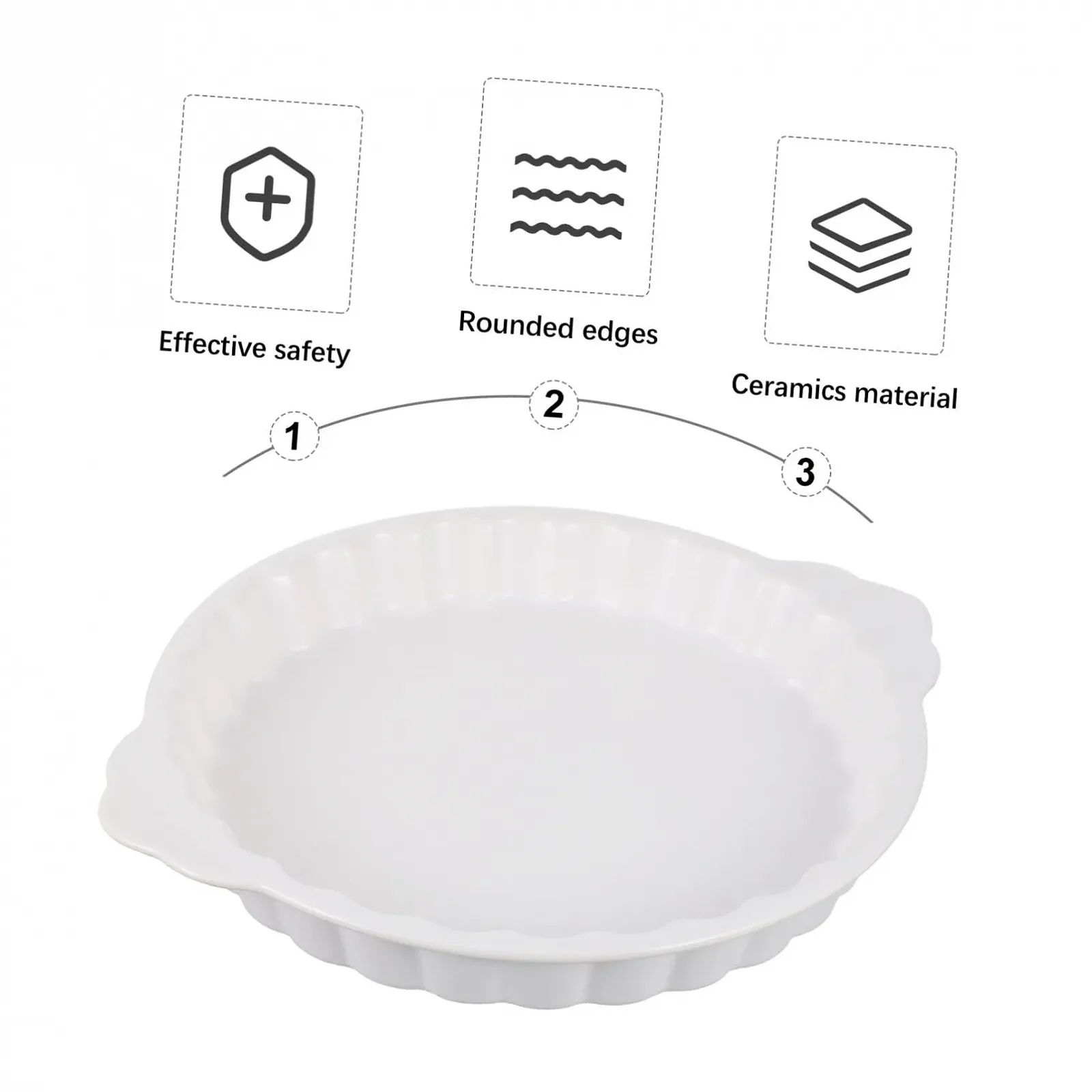 Форма для запікання Кругла керамічна жаростійка з подвійними ручками Біла, фото №7