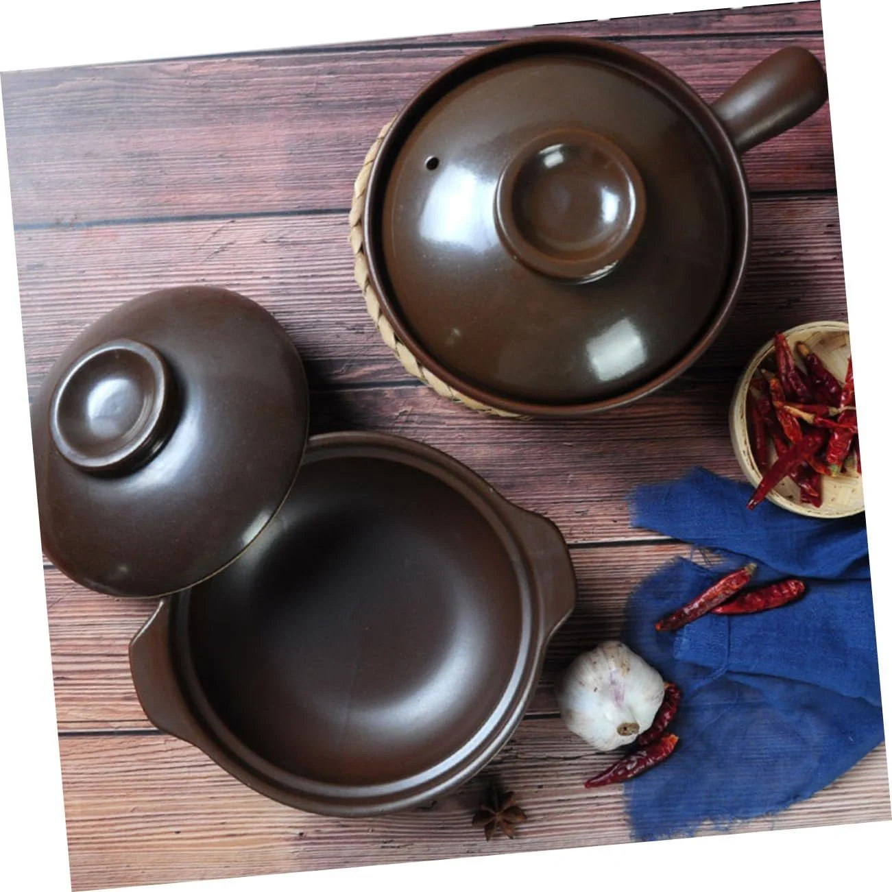 Каструля керамічна з кришкою та бічними ручками термостійка з паровідводом, фото №5