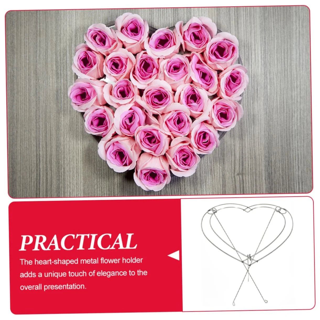 Металевий тримач для квіткових композицій HEMOTON у формі серця, фото №2 Металевий тримач для квіткових композицій HEMOTON у формі серця, фото №2
