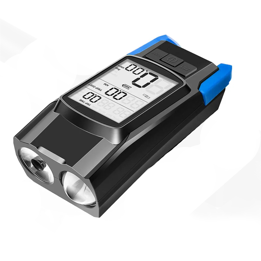 Велосипедний комп'ютер BK-1920 з вело ліхтарем 2 LED Т6 дальній-ближній та дзвінком синій, фото №10 Велосипедний комп'ютер BK-1920 з вело ліхтарем 2 LED Т6 дальній-ближній та дзвінком синій, фото №10