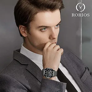 Чоловічий годинник Rorios Кварцовий аналоговий зі шкіряним ремінцем synthetic.ua - Фото 1