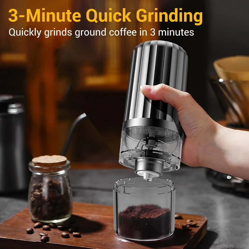 Электрическая кофемолка Беспроводная эспрессо-кофемолка Регулируемая толщина USB-перезаряжаемая мельница для специй для дома, офиса, путешествий, кемпинга, фото №2
