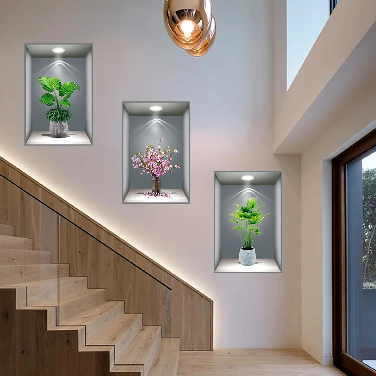 Набір наклейок на стіну 3D Vases Green Plant 30 x 45 см 3 шт, фото №7 Набір наклейок на стіну 3D Vases Green Plant 30 x 45 см 3 шт, фото №7