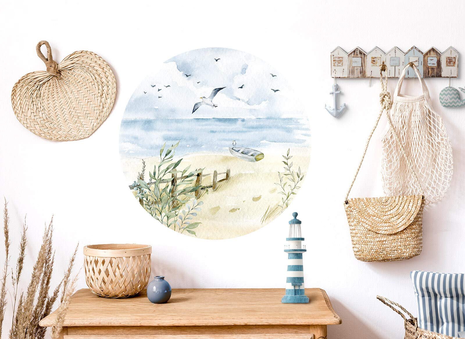 Наклейка на стіну Grandora Coast DL580 Чайки та човен 60 см, фото №2