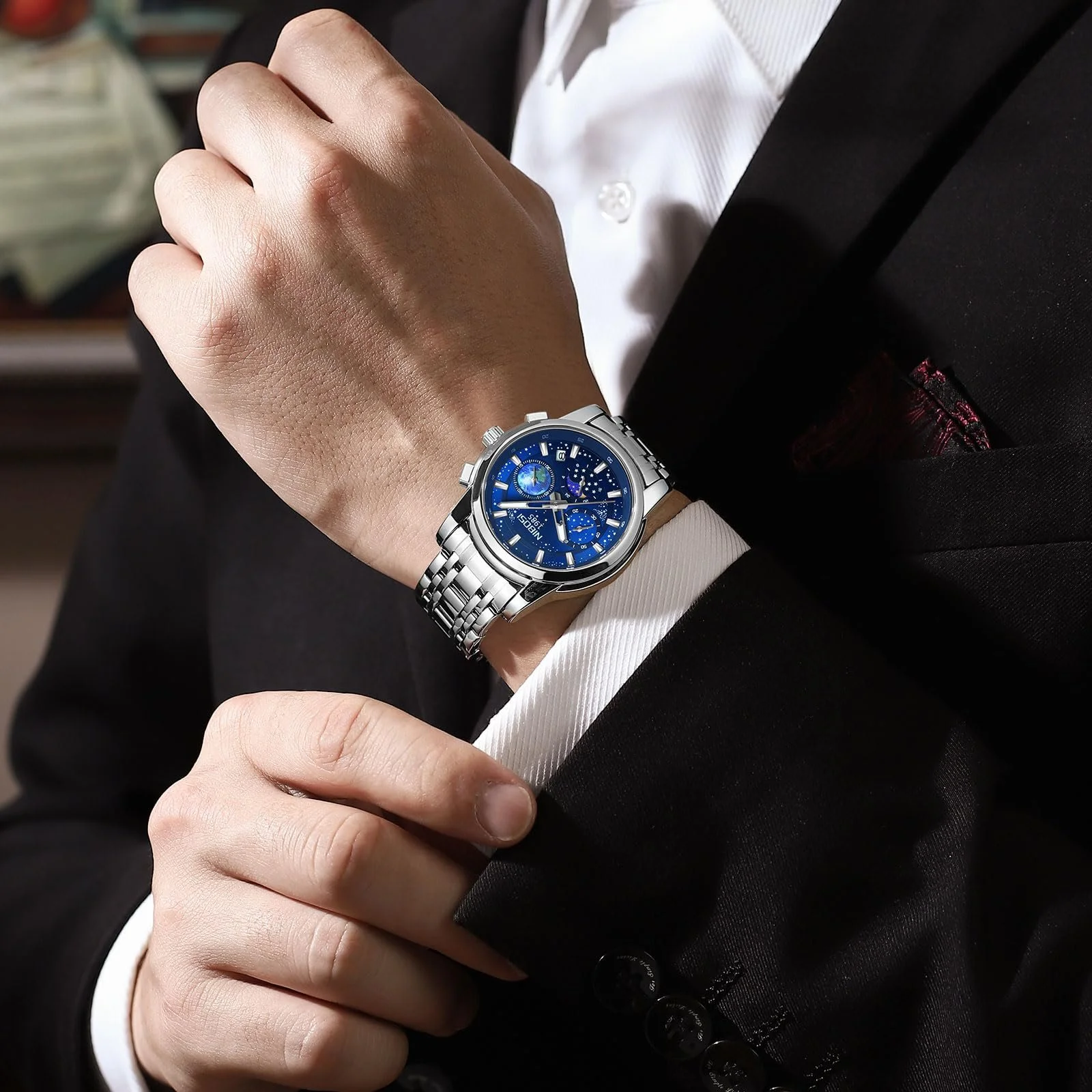 Чоловічий годинник NIBOSI Аналоговий Кварцовий Наручний Водонепроникний, фото №7