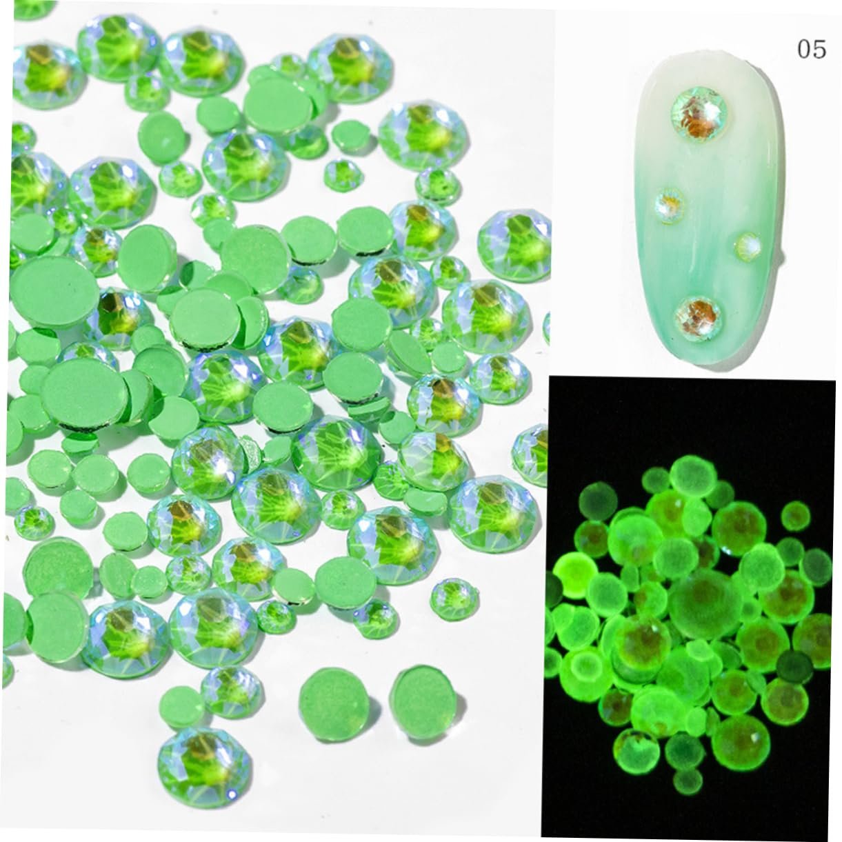 Стразы для ногтей MAGICLULU, 3 упаковки по 6 шт., 3D украшения для ногтей, самоклеящиеся стразы, рождественские украшения для ногтей, украшения для маникюра, стеклянные плоские стразы, дрель для ногтей, украшения из камней для ногтей, фото №6