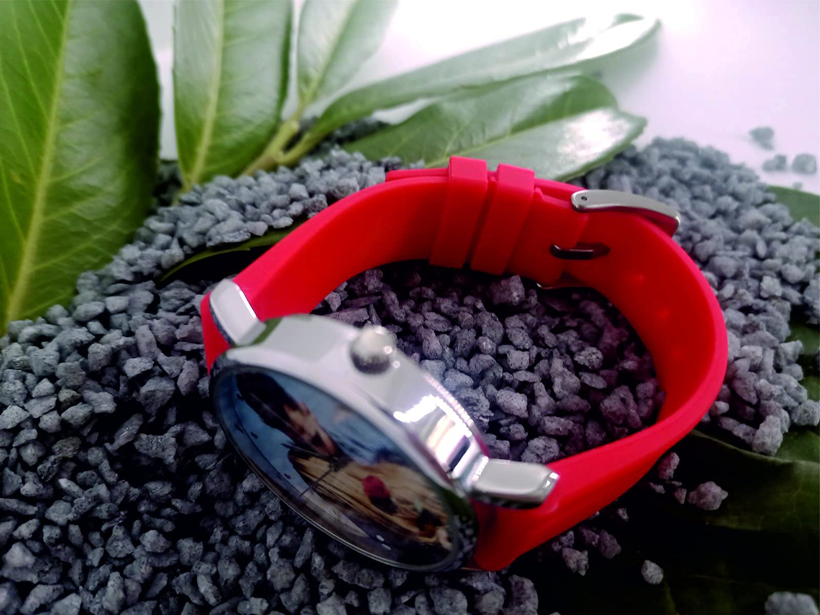 Годинник memories Персоналізований Подарунок 40 мм Силіконовий Ремінець срібний, фото №4