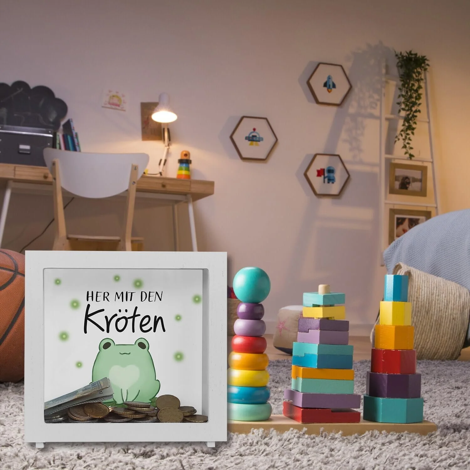 Скарбничка-рамка Frog Дерев'яна Kawaii, фото №5