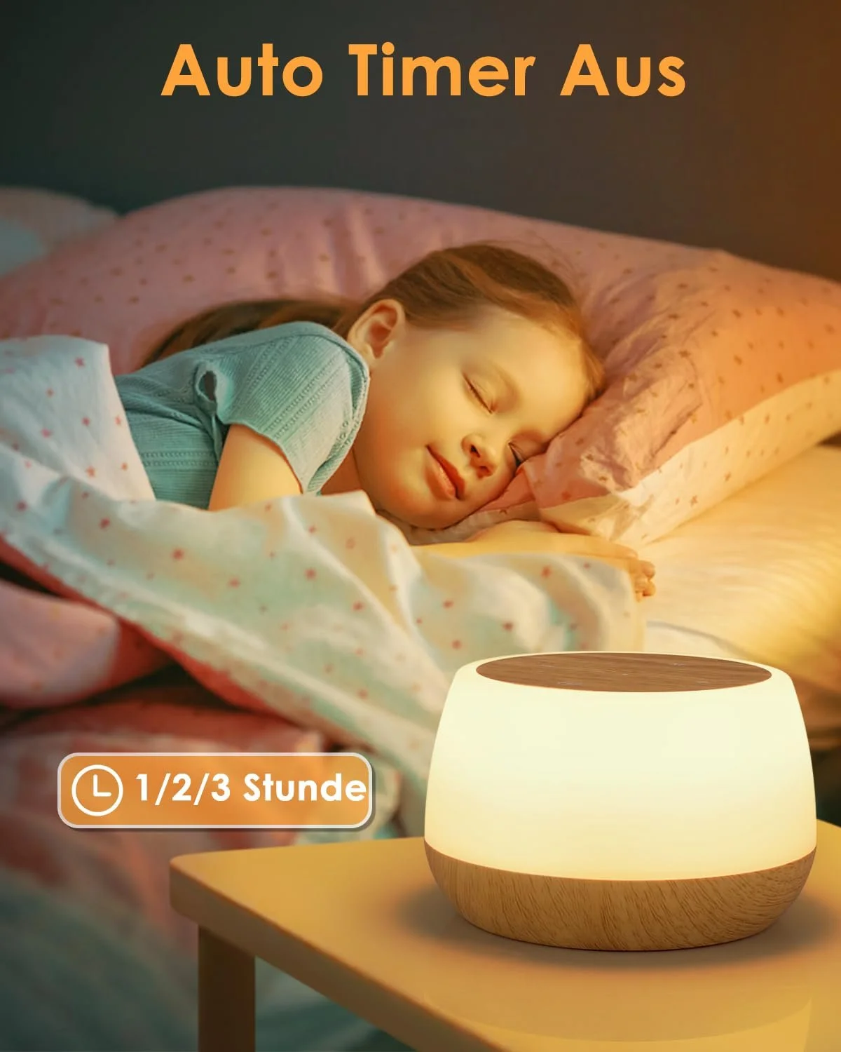 Настільна лампа LED 20 Вт Touch Dimmable 9 кольорів 3 режими Wood Grain, фото №5