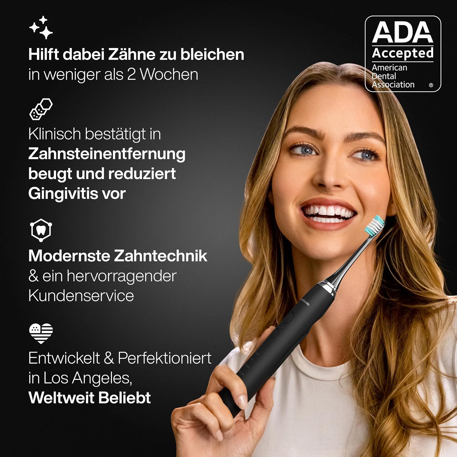 Електрична зубна щітка Aquasonic Black Series Ultra Whitening 40,000 VPM 4 режими Чорна, фото №6