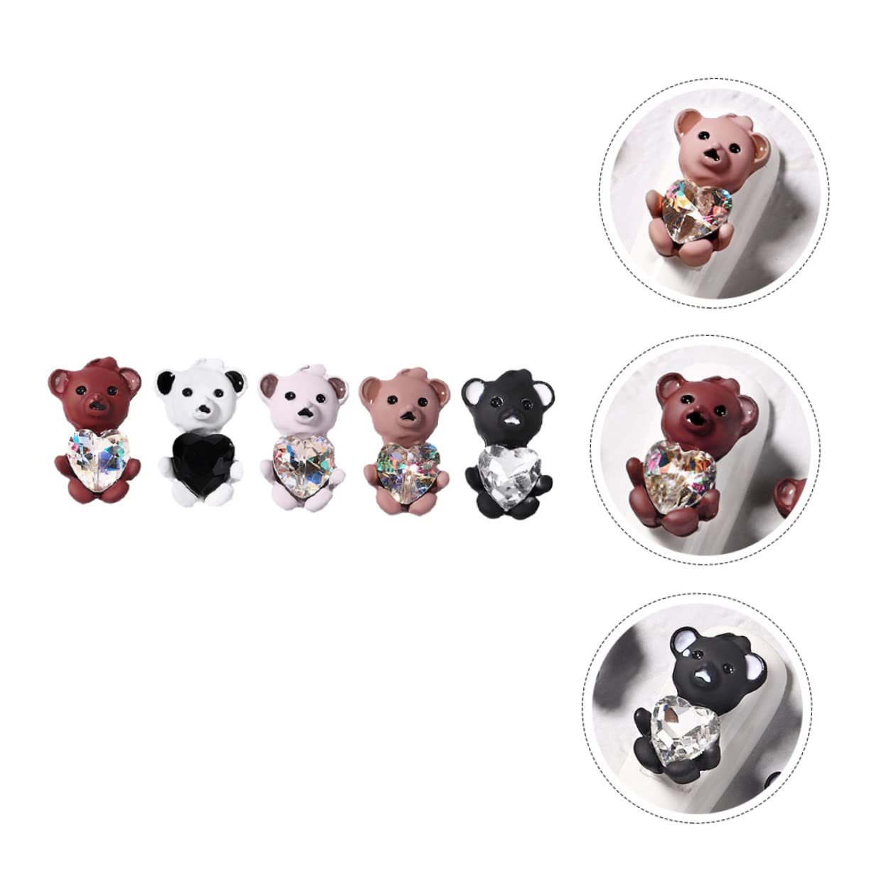 Стразы для ногтей Healvian Мишка 3D 5 шт, фото №6