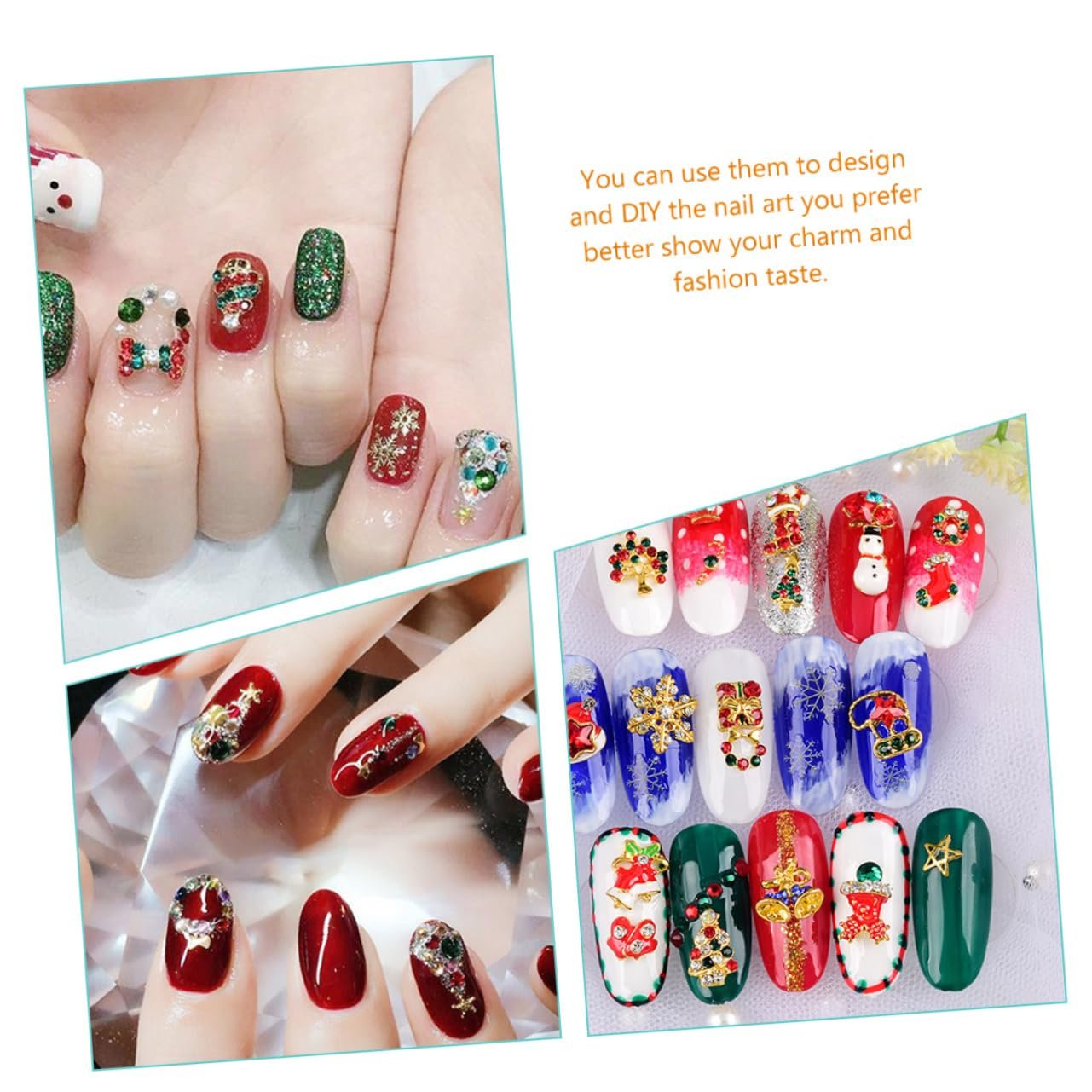 Украшения для ногтей Healeved, 120 шт., Рождественские блестящие снежинки и колокольчики для праздничного маникюра и особых случаев, фото №7