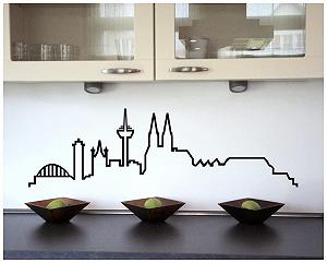 Наклейка на стіну Samunshi Cologne Skyline Silhouette 100 x 29 см Чорна synthetic.ua - Фото 1