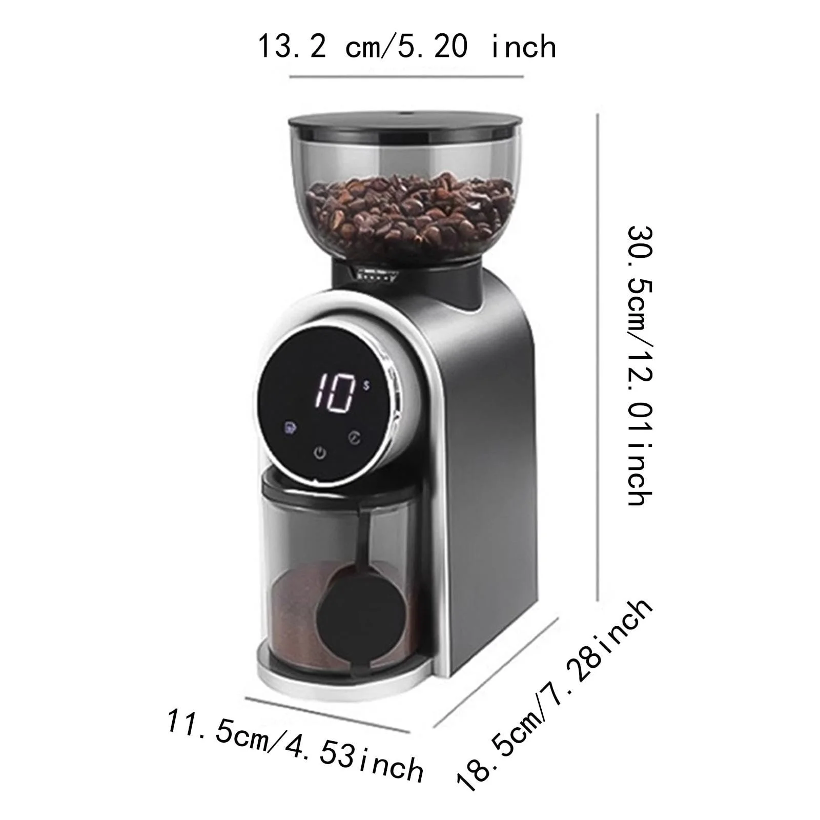 Электрическая кофемолка перфек Burr, эспрессо-кофемолка, 5-14 с, емкость 2-14 чашек, 25 регулируемых скоростей, черная, фото №6