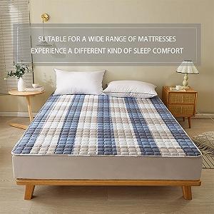 Наматрасник HAIBA 200 x 220 см, стеганый, синий, 3-слойный, 100% хлопок, с угловыми резинками synthetic.ua - Фото 1