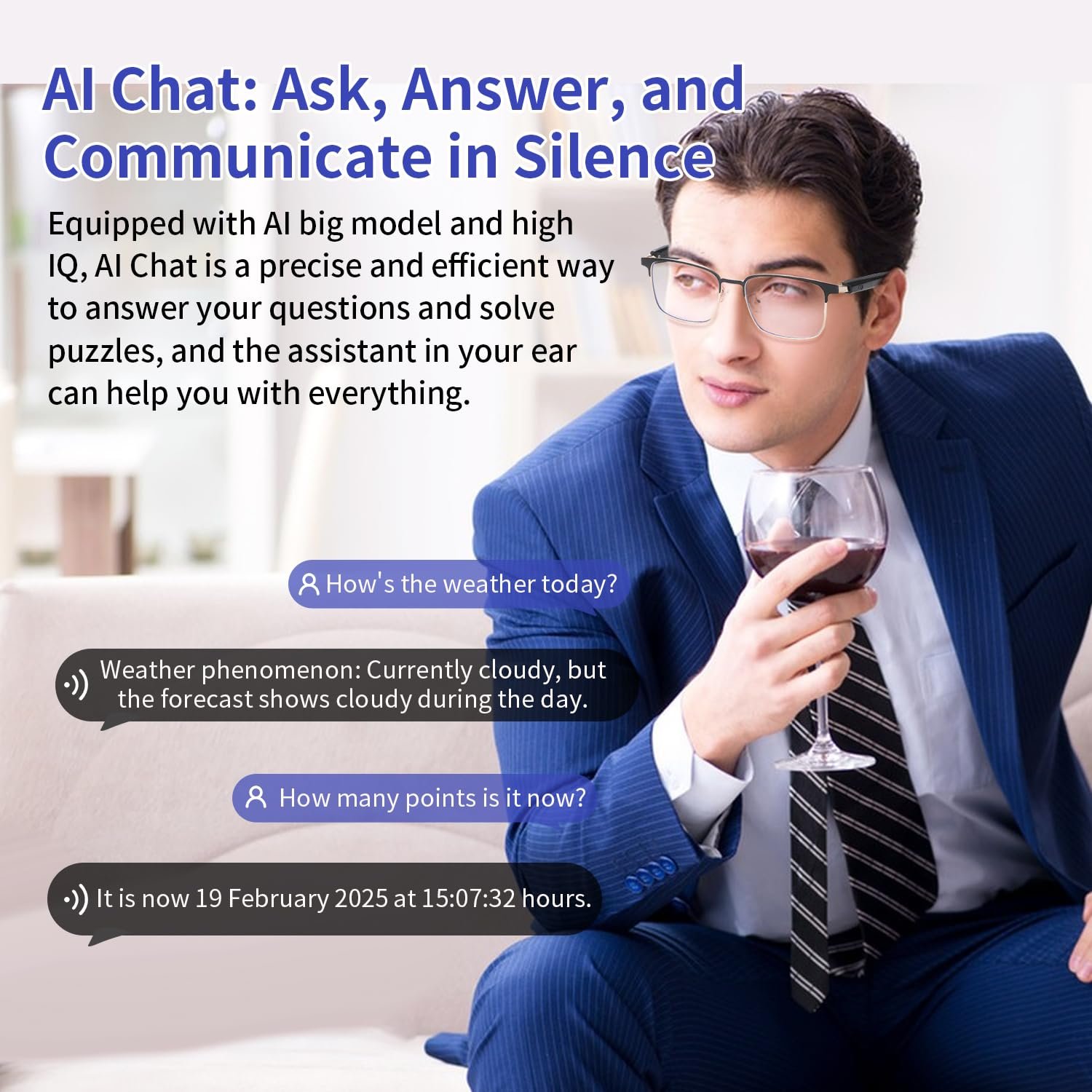 Розумні окуляри Перекладач AI Polarized Photochromic Lenses Silver, фото №7