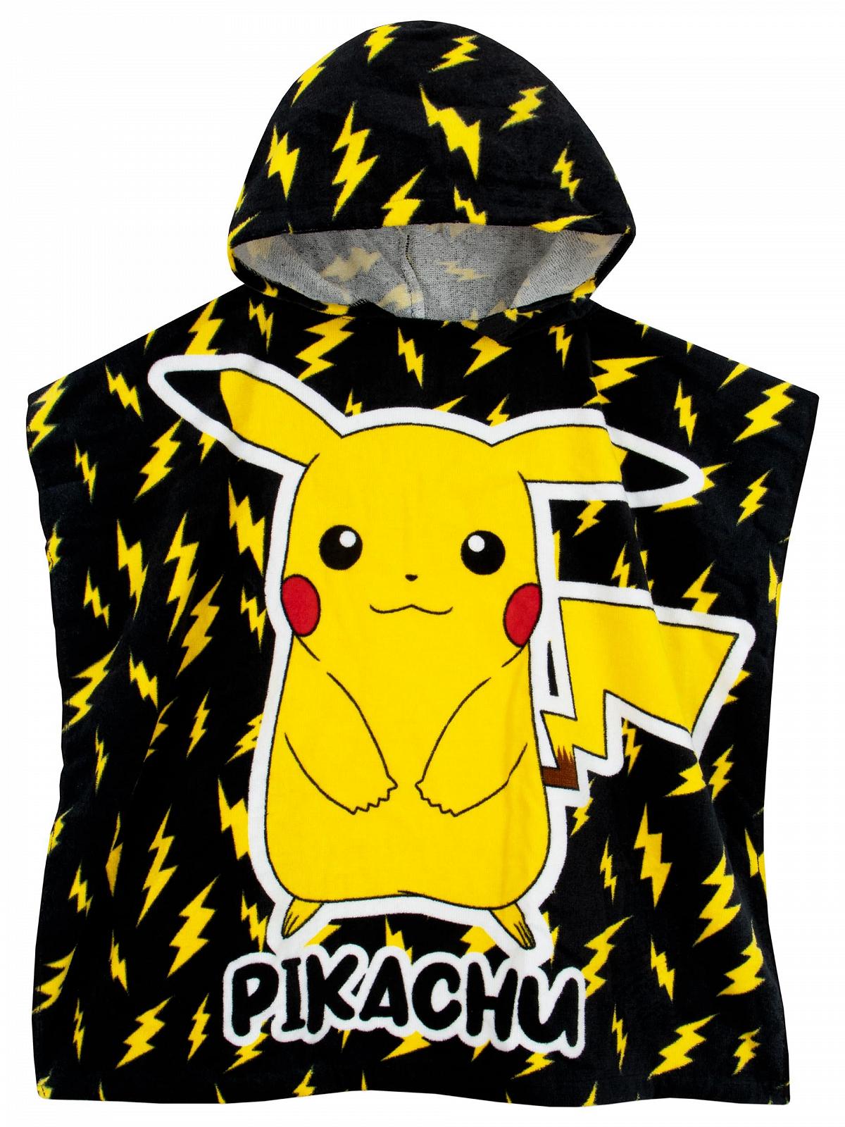 Пончо банное детское Pokémon Pikachu, полотенце с капюшоном, хлопковое пончо, One Size, черное, фото №1