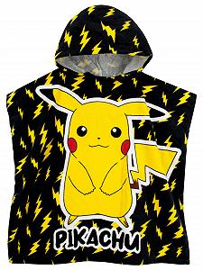 Пончо банне дитяче Pokémon Pikachu, рушник з капюшоном, бавовняне пончо, One Size, чорне - Фото 1