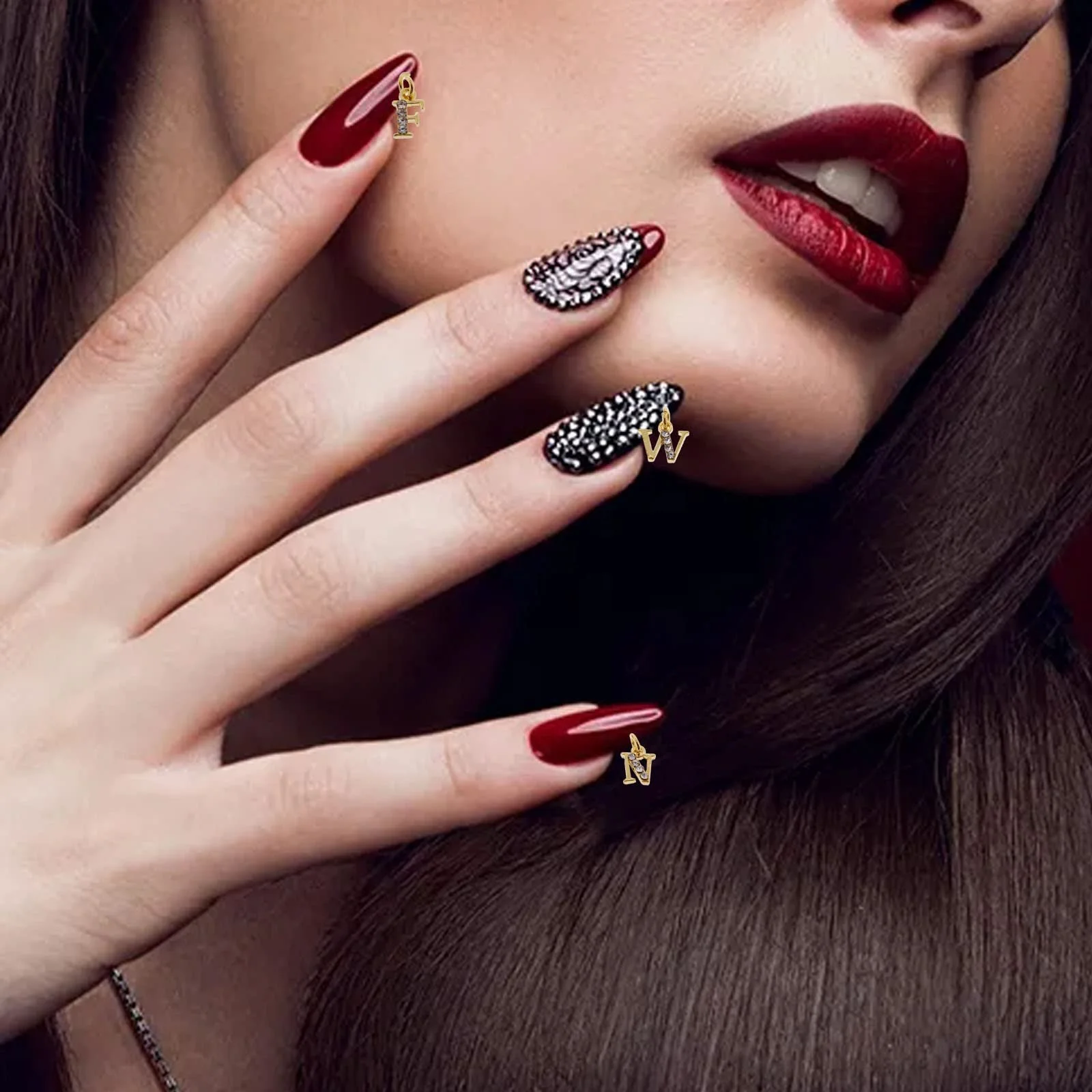 Стразы Буквы A-Z, 26 шт. 3D украшения для ногтей, подвески из сплава для маникюра, фото №4