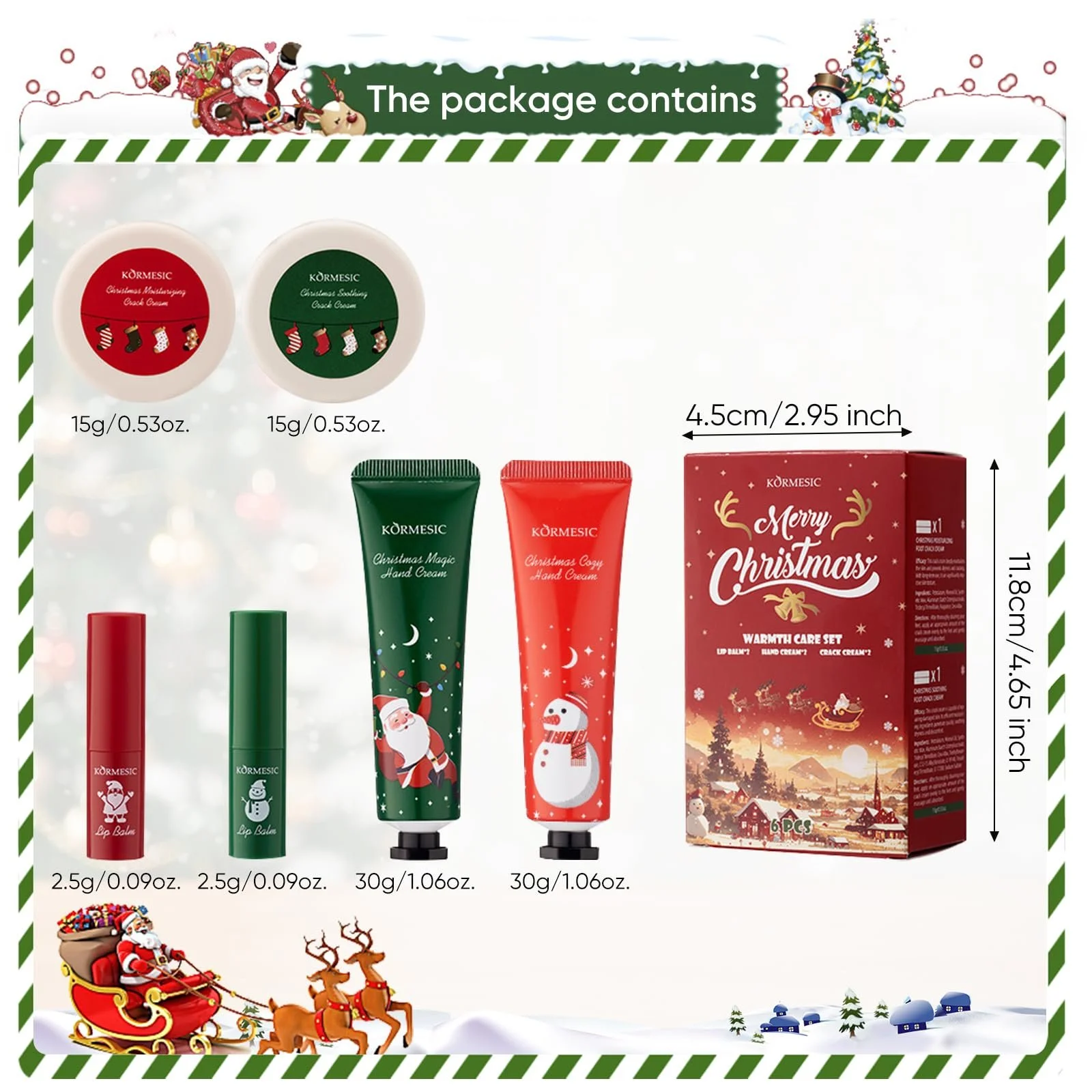 Набір для догляду на Різдво 6 предметів, Різдвяний міні-крем для рук, фото №2