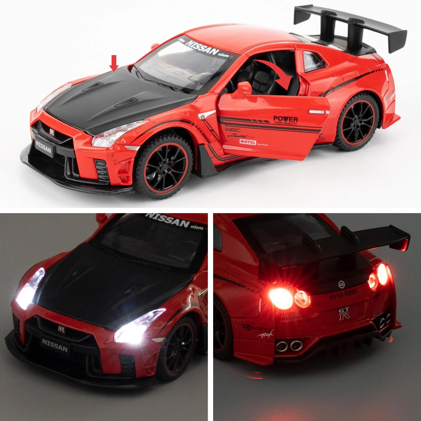 Игрушечная Машинка Nissan GTR R35 Modified LB Wide Body 1/32 Красный, фото №4 Игрушечная Машинка Nissan GTR R35 Modified LB Wide Body 1/32 Красный, фото №4