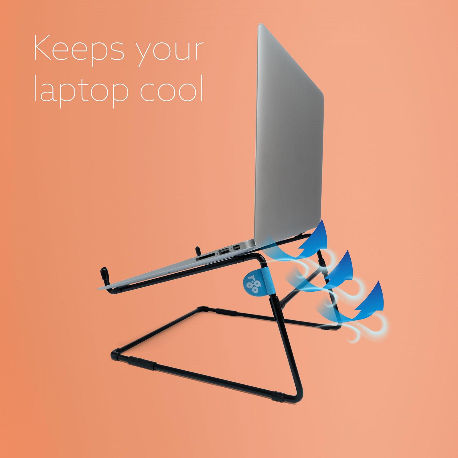 Підставка для ноутбука R-Go Steel Office, ергономічна, сумісна з MacBook Pro/Air, Dell, HP, Samsung, Lenovo від 10 до 22 дюймів, сталь, чорна, фото №4