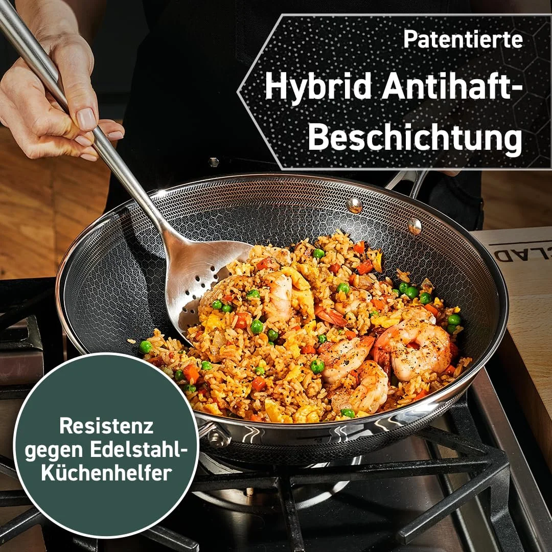 Сковородка Hexclad Hybrid Non-Stick, 10 дюймов, термостойкая ручка, можно мыть в посудомоечной машине, подходит для индукционных плит, совместим со всеми типами плит, фото №4 Сковородка Hexclad Hybrid Non-Stick, 10 дюймов, термостойкая ручка, можно мыть в посудомоечной машине, подходит для индукционных плит, совместим со всеми типами плит, фото №4