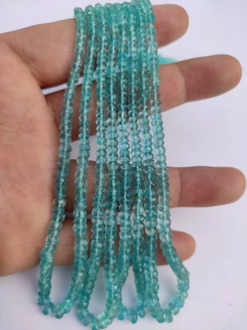 Бусины Апатит Небесный круглые гладкие 3-3.5 мм нить длиной 33 см бусины из драгоценных камней для ожерелья браслета, фото №1