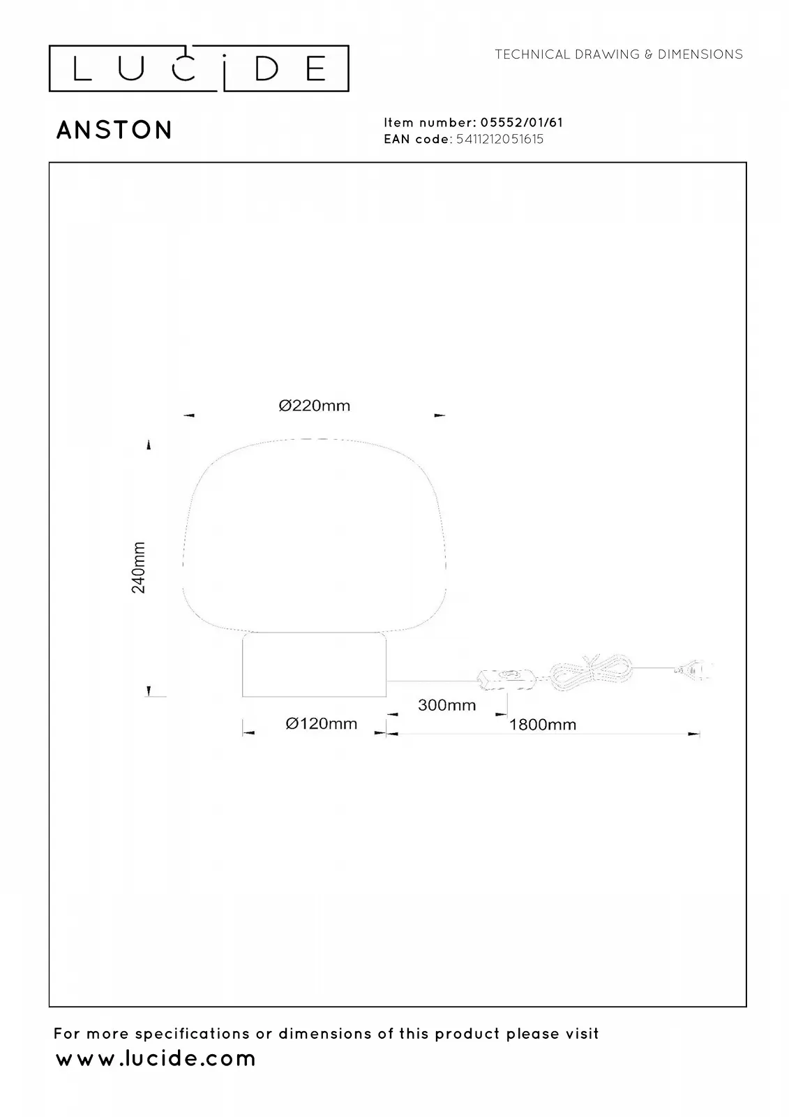 Настільна лампа LUCIDE Anston 1 x E14 Опал., фото №7