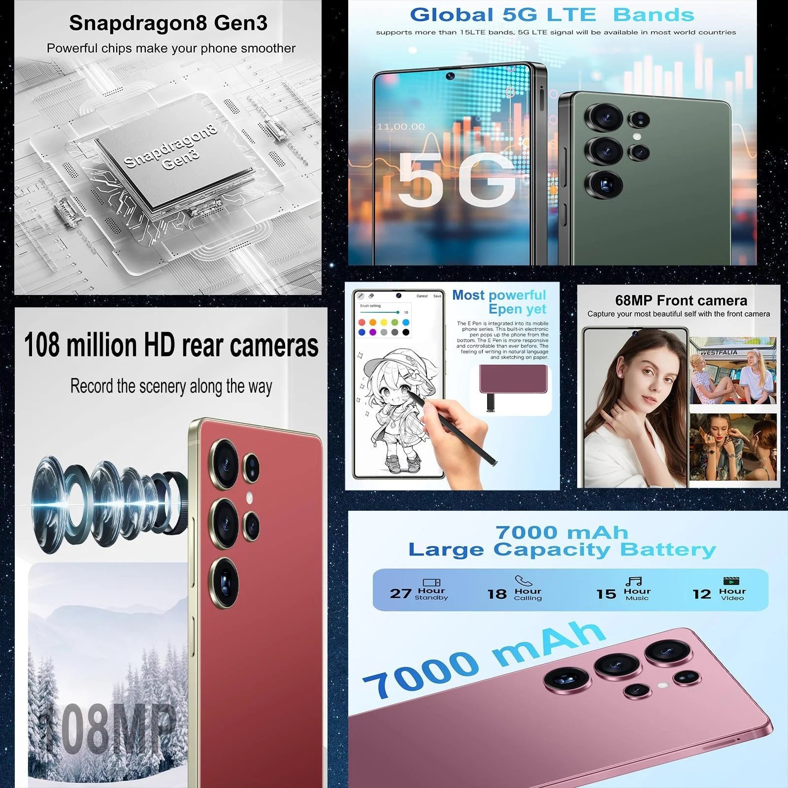 Смартфон K25 Ultra 8/256GB 7.3" Android 14 108 Мп Серый, фото №5
