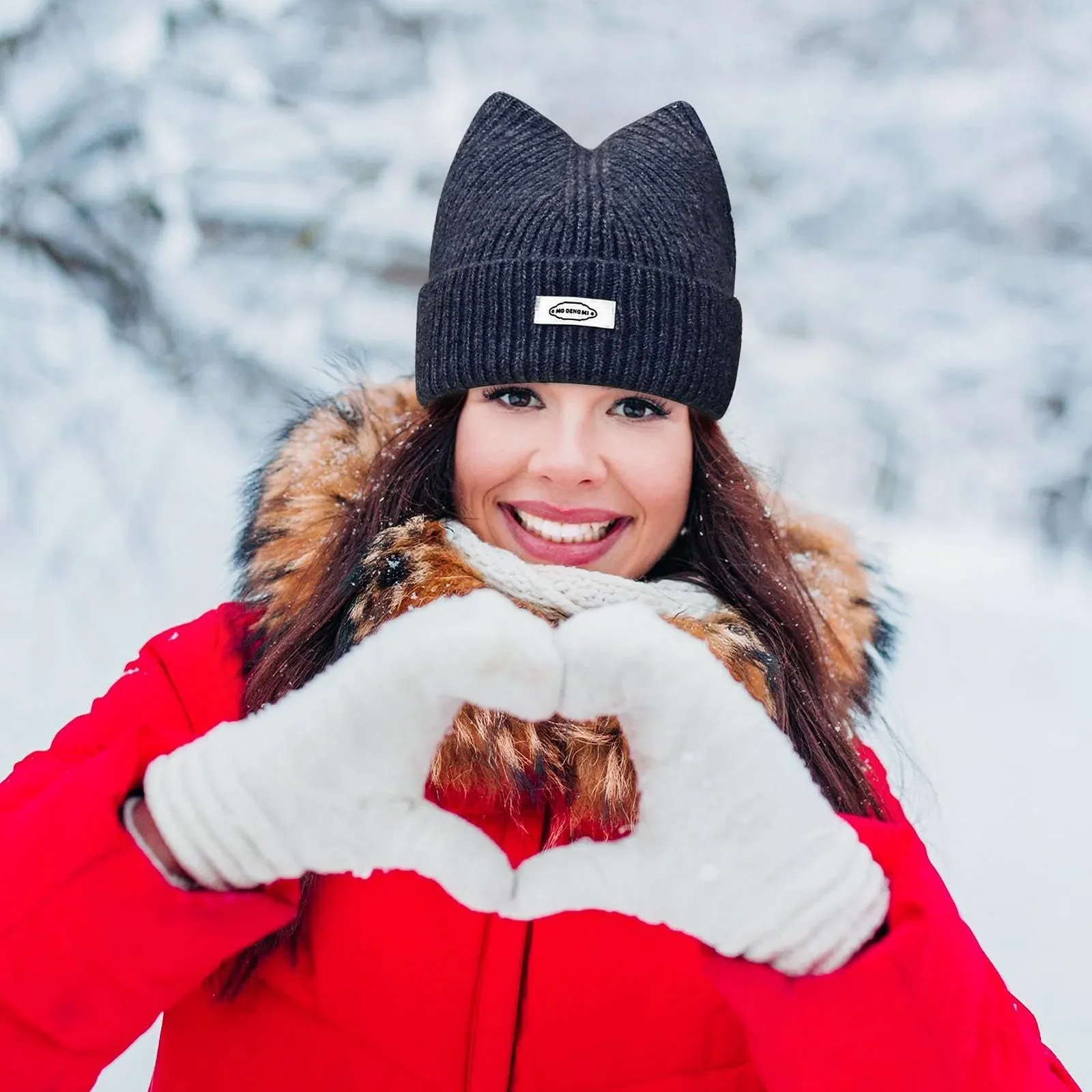 Шапка-бини с кошачьими ушками Mivceklw, вязаная, фото №3