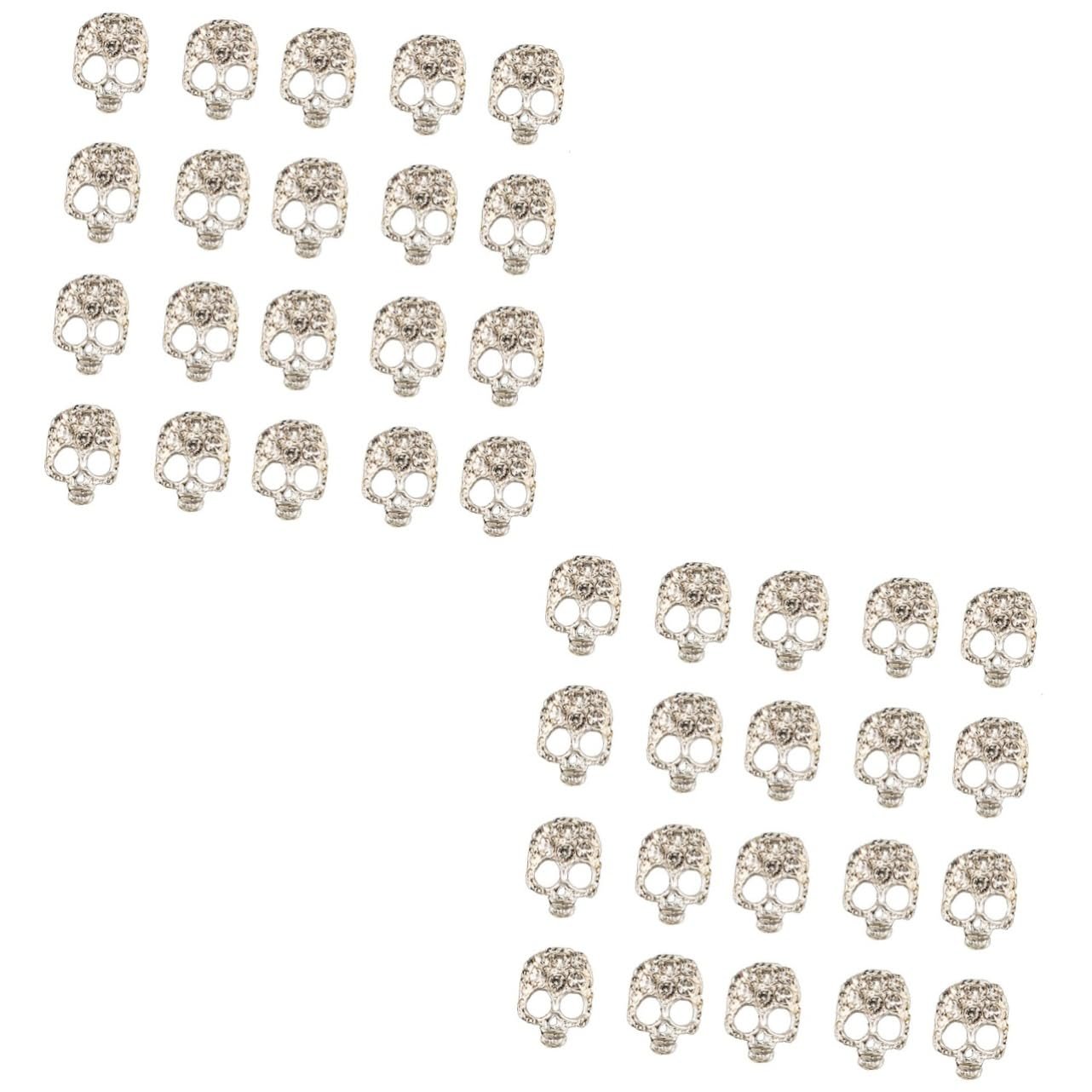 Подвески для дизайна ногтей Череп ABOOFAN 40 шт. Декоративные украшения для ногтей Череп, хрустальные украшения для ногтей, блестки для ногтей, стразы Череп, перламутр, 3D комбинированная пластина, фото №1