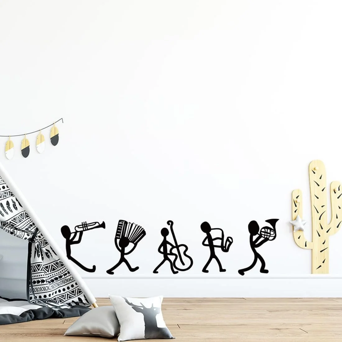 Наклейки на стіну Music Band 5 шт. чорні PVC, фото №6